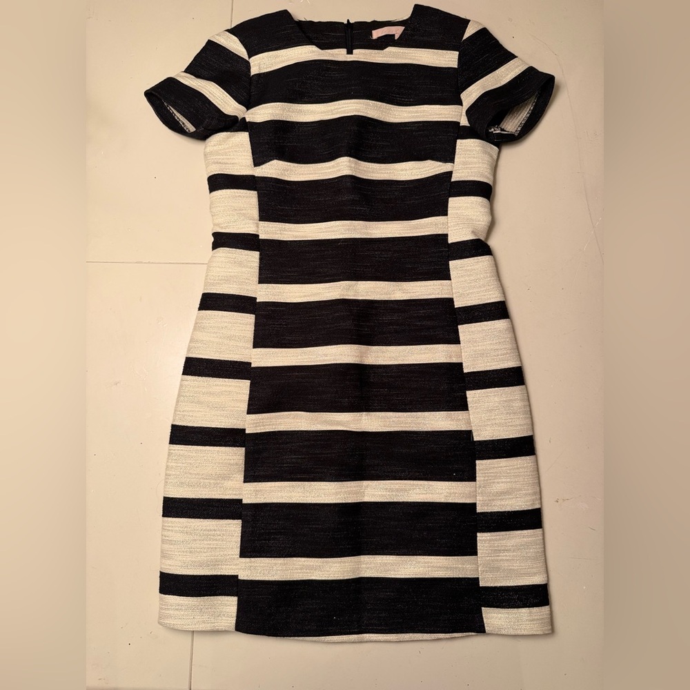Anthropologie Hutch Striped Black and Gold Mini Shift Dress XS